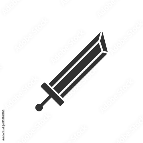 Sword icon. Fantasy weapon blade. Monochrome black and white symbol
