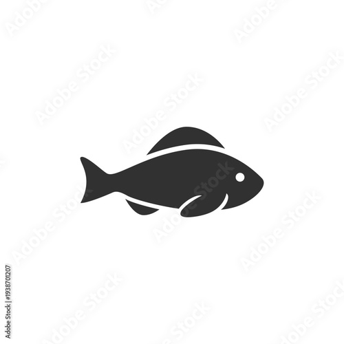 Fish icon. Aquatic animal seafood. Monochrome black and white symbol