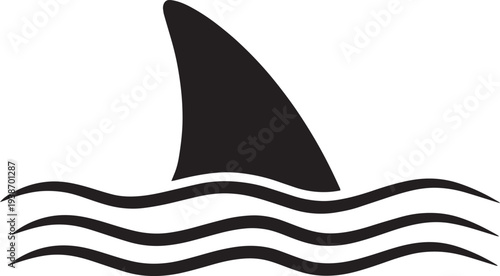 Black silhouette sailboat on blue ocean waves with fish and whale under summer sun