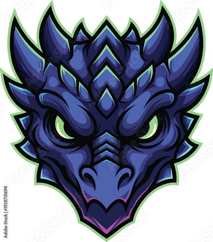 Fierce Dragon Head Mascot Illustration