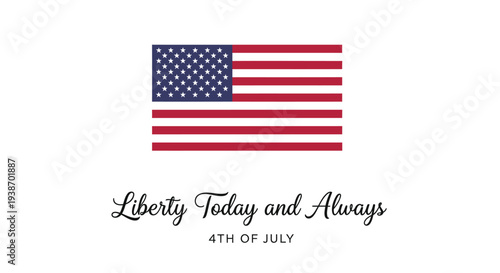American flag vector graphic with 'Liberty Today and Always' text for 4th of July