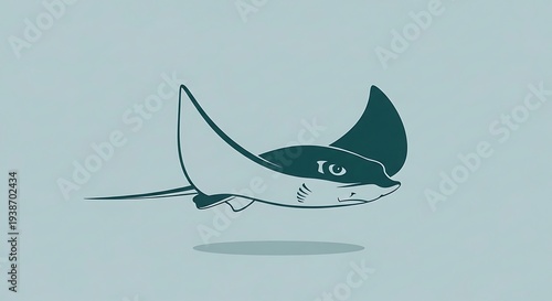 Cartoon illustration of a stingray swimming.