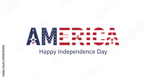 Vector Independence Day greeting with America text