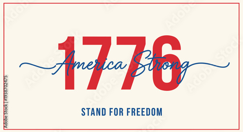 Patriotic vector label with '1776 America Strong' text