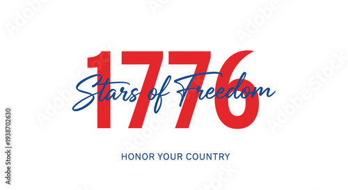 Patriotic typography vector '1776 Stars of Freedom'