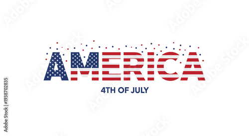 America 4th of July patriotic text vector