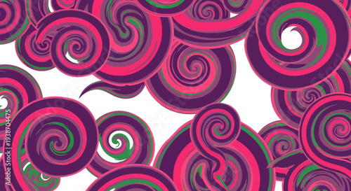 Vibrant swirling pattern with pink, purple and green hues