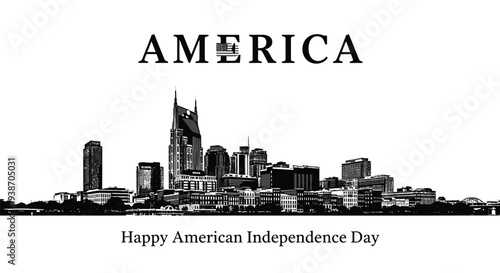 American Independence Day cityscape vector