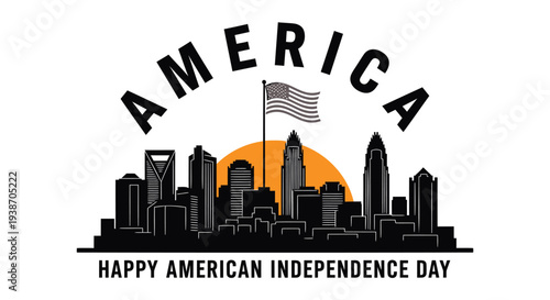 American Independence Day city skyline vector illustration