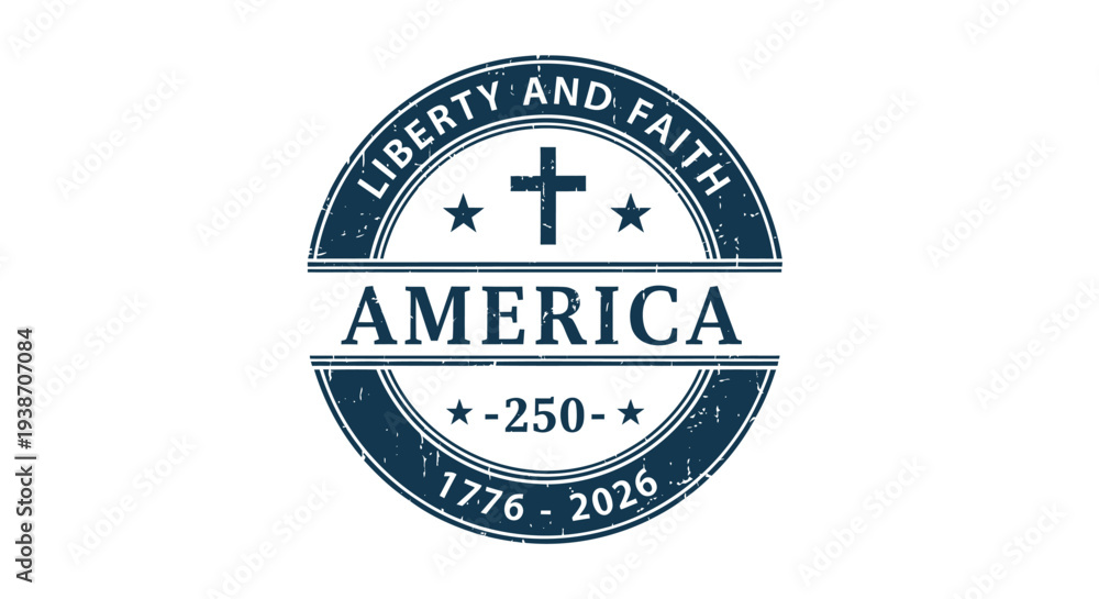 Obraz premium Vector America 250th anniversary logo with cross and stars
