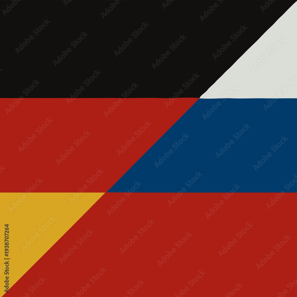 Obraz premium German and Russian federal state Official Symbol Side by Side. National Flag Combination Image. Close Up Sign. Close-Up International Relations Concept Illustration