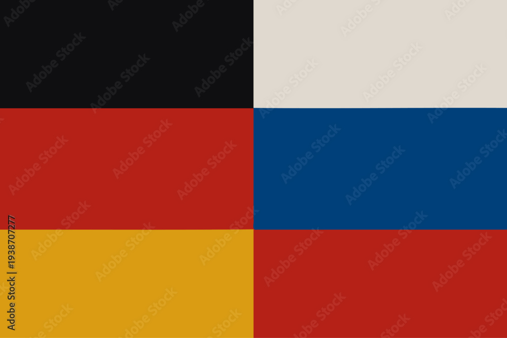 Obraz premium German and Russian federal state Official Symbol Side by Side. National Flag Combination Image. Close Up Sign. Close-Up International Relations Concept Illustration