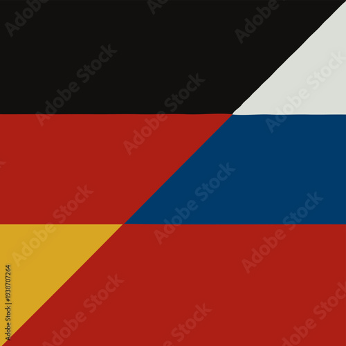 German and Russian federal state Official Symbol Side by Side. National Flag Combination Image. Close Up Sign. Close-Up International Relations Concept Illustration