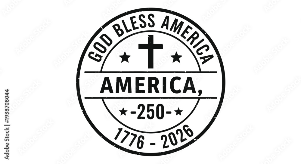 Fototapeta premium Vector patriotic America stamp with cross and text