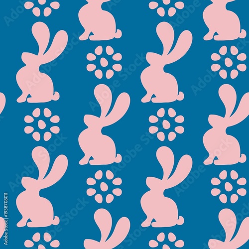 Easter eggs seamless rabbits pattern for fabrics and linens and kids clothes print and spring party accessories 