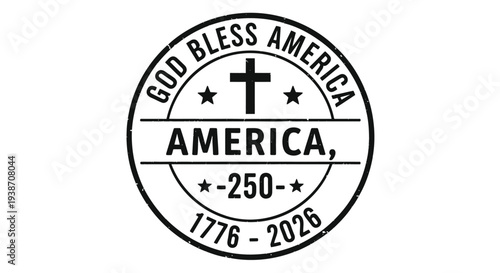 Vector patriotic America stamp with cross and text