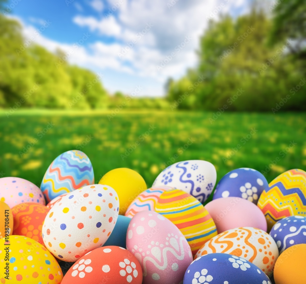 Fototapeta premium Easter egg painted in different colors