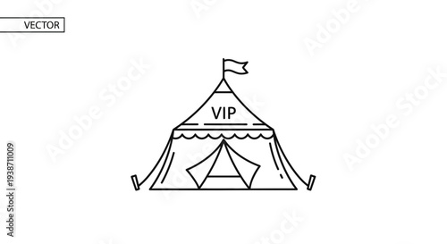 VIP Tent Icon, Exclusive Access, Special Event Marquee, Vector Illustration