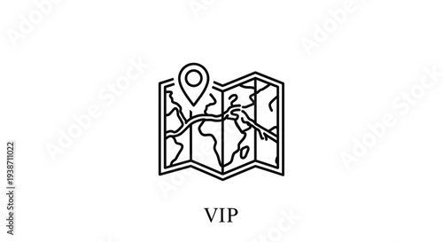 VIP Travel Map Icon with Location Pin