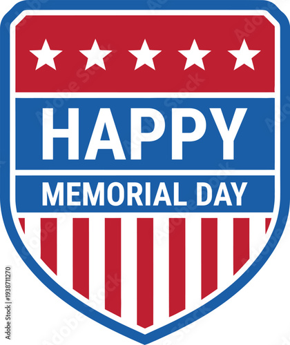 Memorial day greetings and patriotic tribute badge