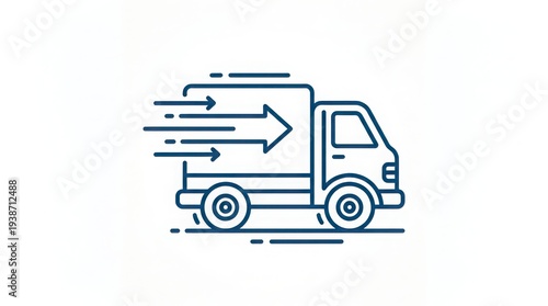 Fast delivery truck with motion arrows indicating speedy transport