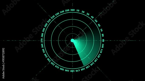 Abstract radar screen digital interface. Futuristic radar screen interface with cyan digital grid and scanning beam.4k 