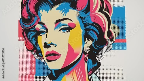 Vibrant Pop Art Portrait Woman Face.