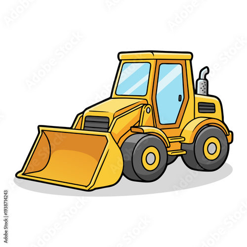 Cartoon Yellow Bulldozer Heavy Equipment Transportation Illustration