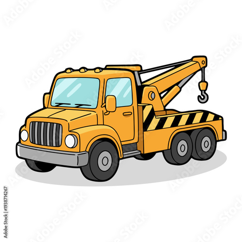 Hand Drawn Detailed Cartoon Tow Truck Rescue Vehicle Transport Illustration