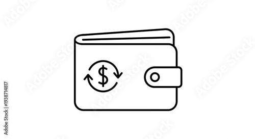 Wallet with Dollar Sign and Circular Arrows Icon - Financial Transaction and Money Exchange Concept