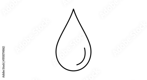 Water drop icon, clean liquid symbol, simple outline illustration