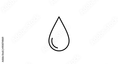 Water Drop Icon, Liquid Symbol, Fluid Element, Clean Water Concept, Simple Design