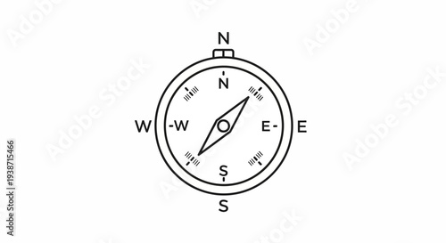 Vintage Compass Rose Navigation Tool Showing Directional North South East West