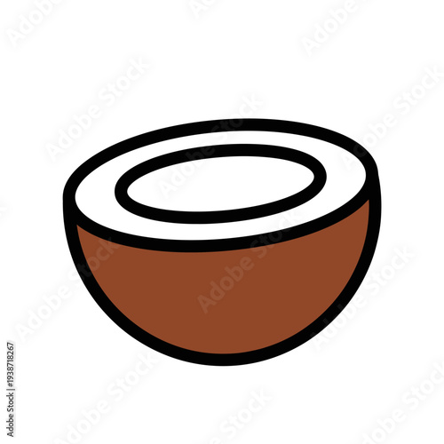 Coconut icon, tropical food and organic cosmetic ingredient vector.
