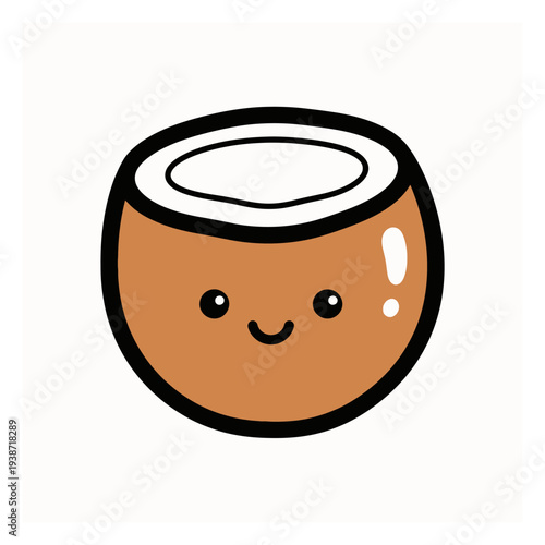 Coconut icon, tropical food and organic cosmetic ingredient vector.