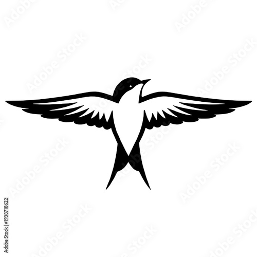 Silhouette of a flying swallow