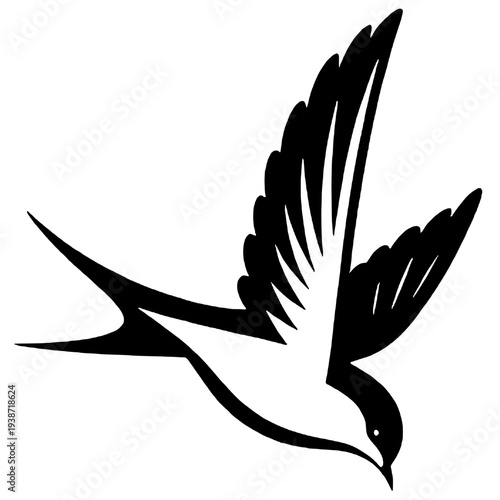 Silhouette of a flying swallow