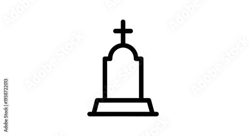 Tombstone Icon, Gravestone Silhouette, Cemetery Symbol, Funeral Monument, Death Symbol