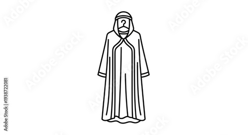 Traditional Arab Thobe or Dishdasha on a Hanger, Islamic Clothing Icon