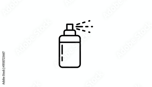 Spray bottle icon, simple line art, isolated on white background