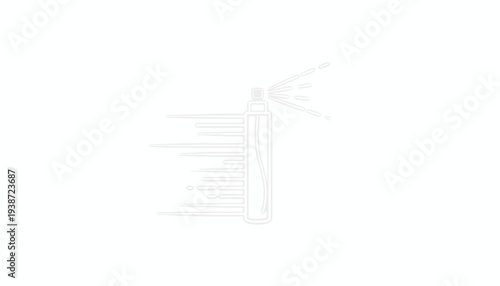 Spray bottle spraying liquid with motion blur effect, isolated on white background