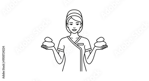 Spa Therapist Holding Hot Stones for Massage Therapy