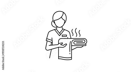 Spa worker holding hot towel, wellness, massage, therapy, relaxation, beauty, care, service, steam