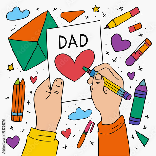 Flat vector illustration of child's hands making a 