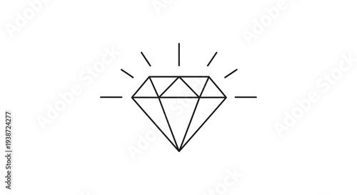 Sparkling Diamond Icon, Gemstone Symbol, Luxury and Value Concept, Minimalist Design