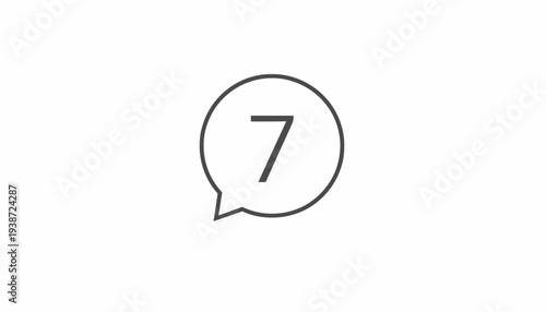 Speech Bubble Icon with Number 7 Inside, Communication Symbol