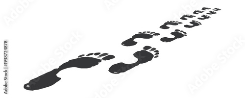 footprint shoe sole tracking path on transparent background, shoe footprint path vector illustration,Eps10