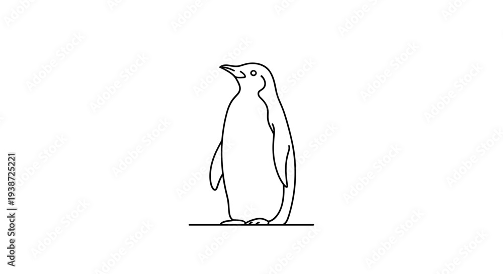 Obraz premium A minimalist vector illustration of a penguin in a simple line art style