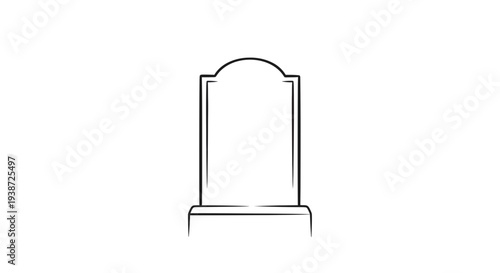 Simple Tombstone Icon, Gravestone Outline, Memorial Symbol, Death Concept, Funeral Element