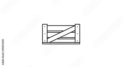 Simple wooden gate, rustic farm entrance, rural fence, countryside barrier, vector illustration